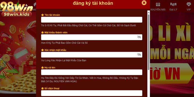 Đăng Ký 98Win: Các Bước Đăng Ký Đơn Giản Và Bảo Mật 2026 Đăng Ký 98Win: Các Bước Đăng Ký Đơn Giản Và Bảo Mật 2026
