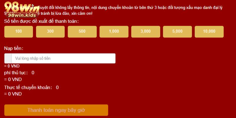 Nạp Tiền 98Win: Hướng Dẫn Cách Nạp Tiền Nhanh Chóng 2026 Nạp Tiền 98Win: Hướng Dẫn Cách Nạp Tiền Nhanh Chóng 2026