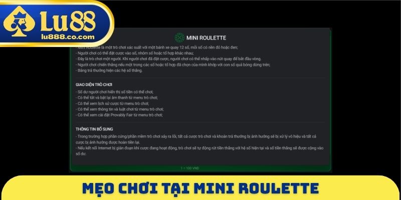 Mini Roulette LU88 - Hành Trình Trải Nghiệm Cá Cược Tối Ưu